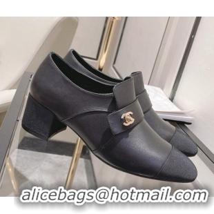 Best Price Chanel Calfskin CC Buckle Pumps 5cm 111156 Black