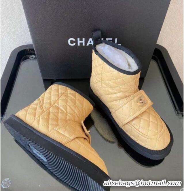 New Style Chanel Soft Calfskin Ankle Short Boots with CC Buckle 111169 Beige