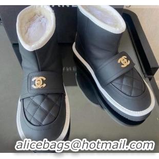 Best Price Chanel Soft Calfskin Ankle Short Boots with CC Buckle 111169 Dark Gray