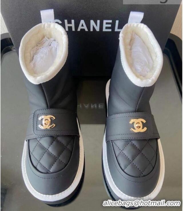 Best Price Chanel Soft Calfskin Ankle Short Boots with CC Buckle 111169 Dark Gray