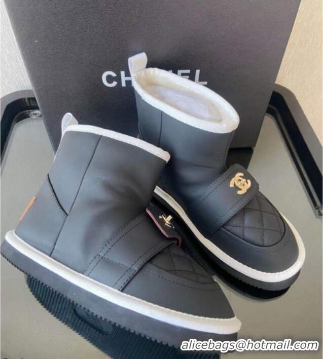 Best Price Chanel Soft Calfskin Ankle Short Boots with CC Buckle 111169 Dark Gray