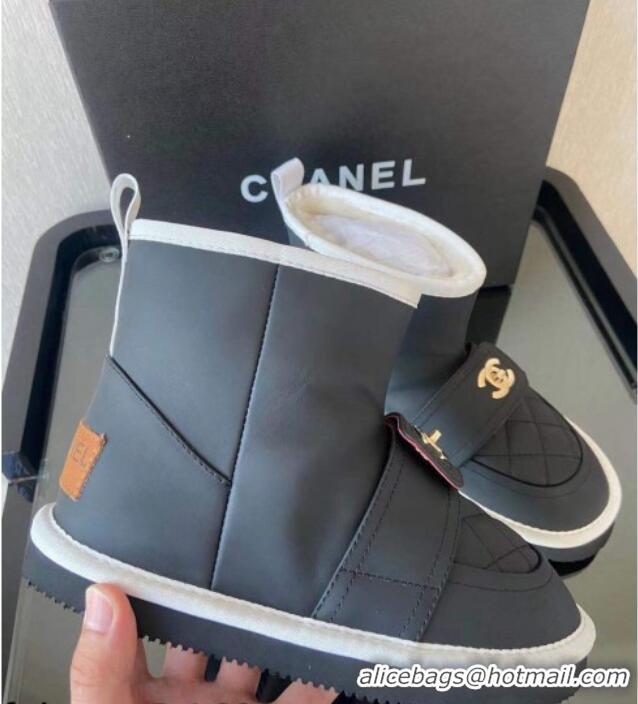 Best Price Chanel Soft Calfskin Ankle Short Boots with CC Buckle 111169 Dark Gray