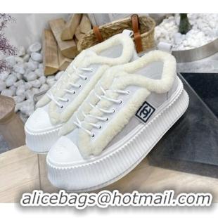 Low Price Chanel Canvas Wool Logo Patch Sneakers 111176 Light Gray