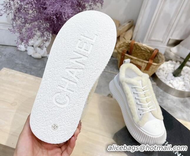 Low Price Chanel Canvas Wool Logo Patch Sneakers 111176 Light Gray