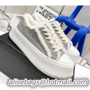 Good Product Chanel Suede Wool Sneakers 111183 Gray