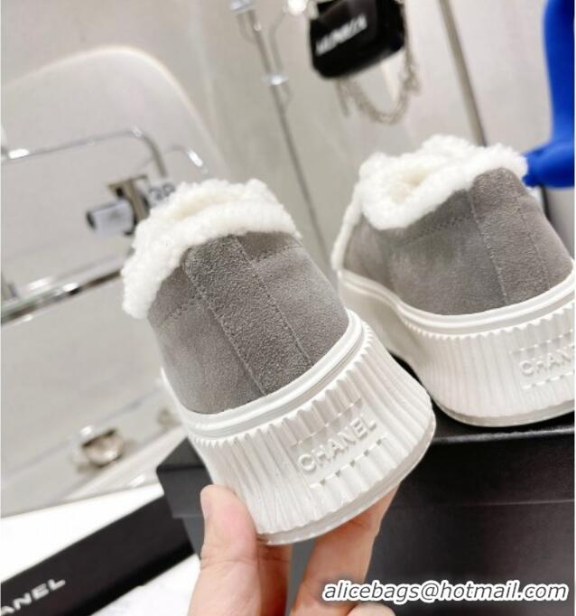 Good Product Chanel Suede Wool Sneakers 111183 Gray