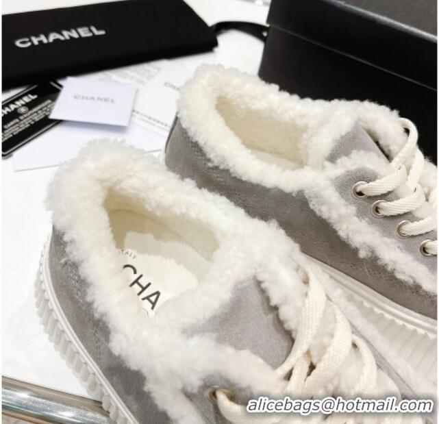 Good Product Chanel Suede Wool Sneakers 111183 Gray