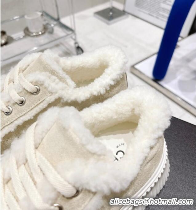 Unique Grade Chanel Suede Wool Sneakers 111183 Beige