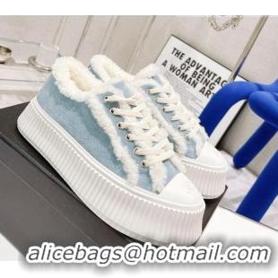 Low Cost Chanel Suede Wool Sneakers 111183 Blue