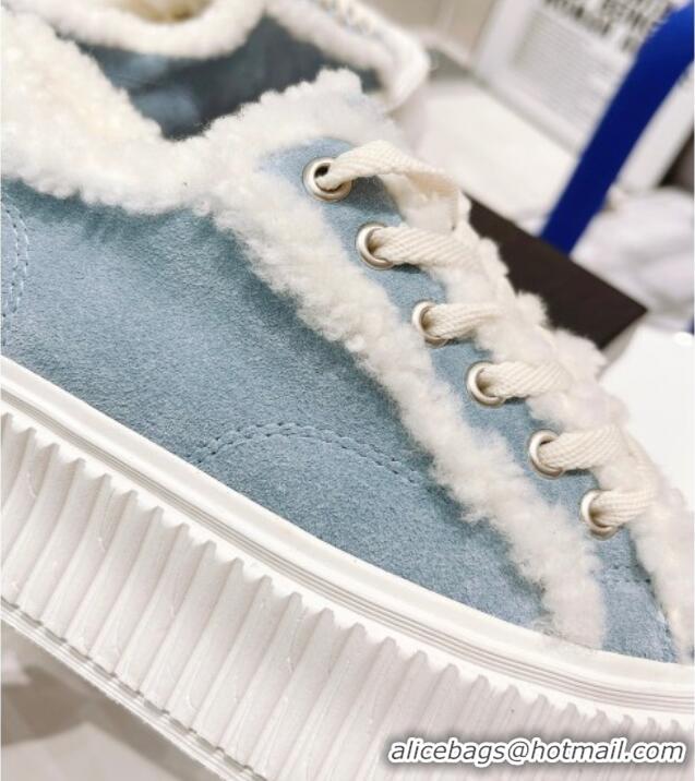 Low Cost Chanel Suede Wool Sneakers 111183 Blue