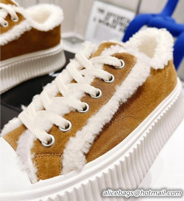 Best Quality Chanel Suede Wool Sneakers 111183 Brown