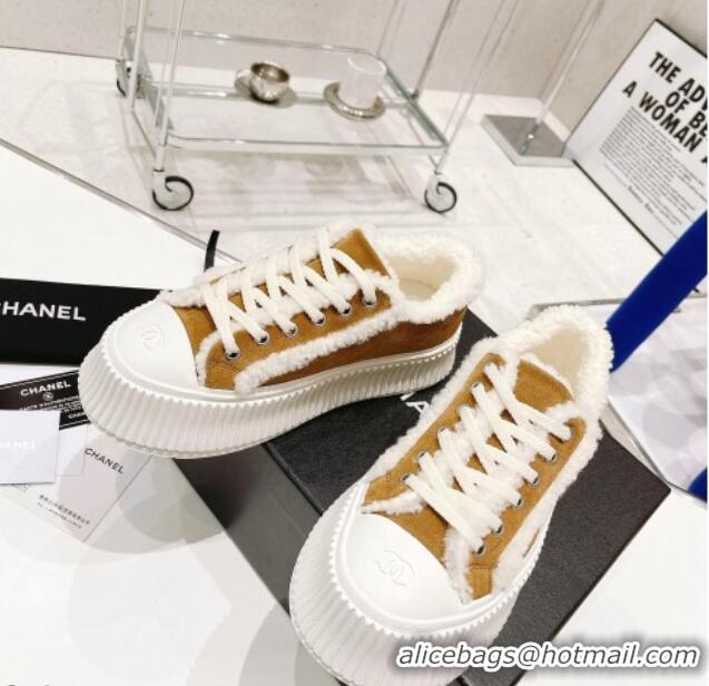 Best Quality Chanel Suede Wool Sneakers 111183 Brown