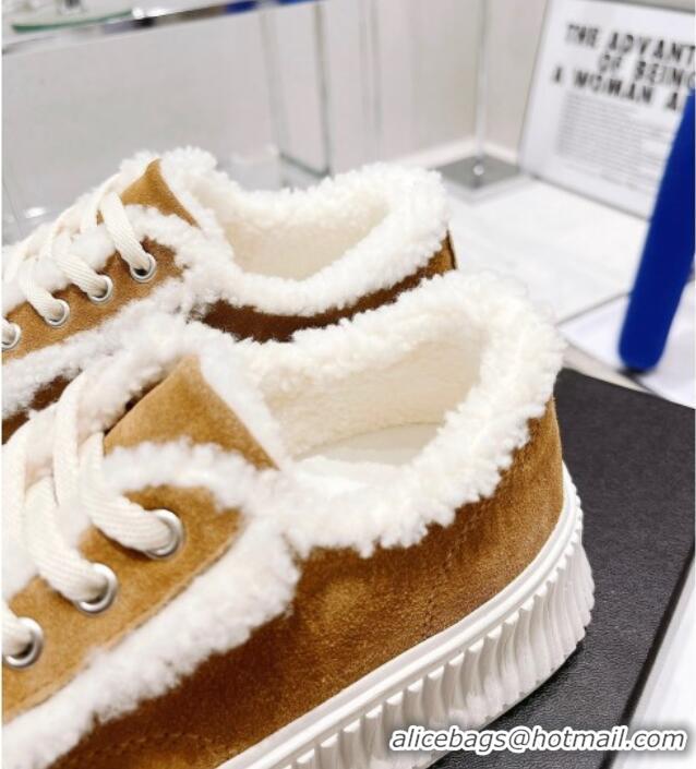 Best Quality Chanel Suede Wool Sneakers 111183 Brown