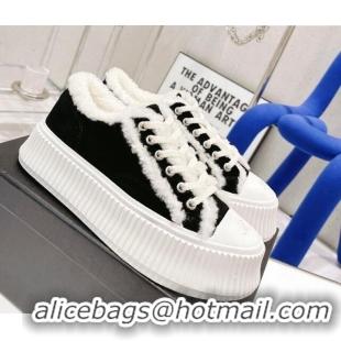 AAAAA Chanel Suede Wool Sneakers 111183 Black