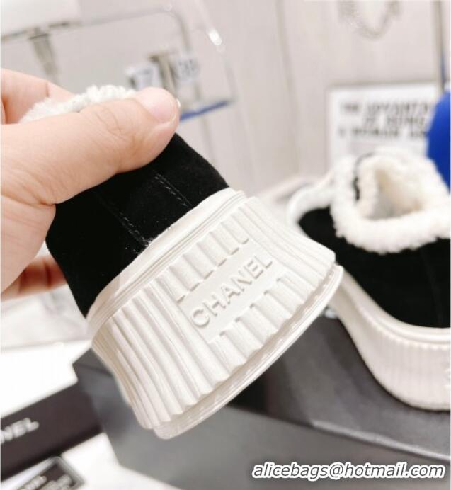 AAAAA Chanel Suede Wool Sneakers 111183 Black