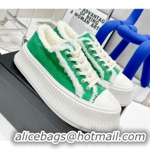 Top Quality Chanel Suede Wool Sneakers 111183 Green