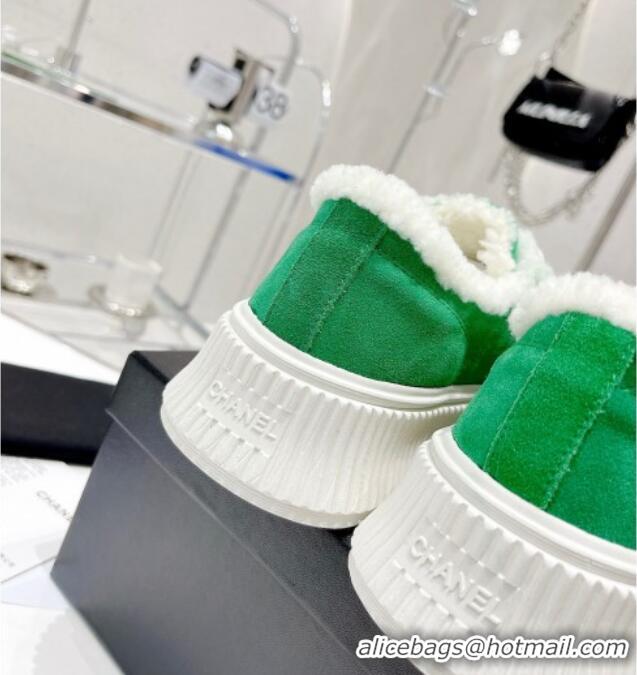 Top Quality Chanel Suede Wool Sneakers 111183 Green