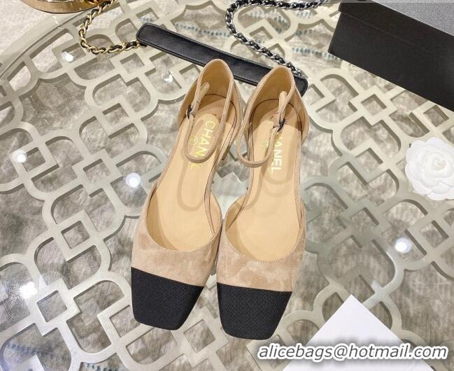 Top Quality Chanel Suede Open Shoe/Ballerinas G38256 Beige