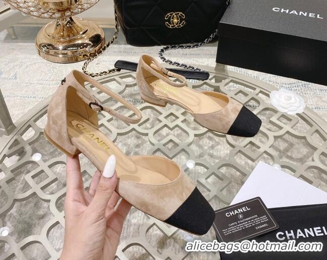 Top Quality Chanel Suede Open Shoe/Ballerinas G38256 Beige