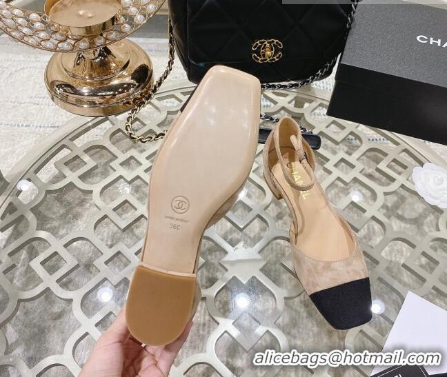 Top Quality Chanel Suede Open Shoe/Ballerinas G38256 Beige