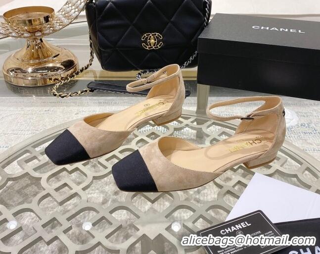 Top Quality Chanel Suede Open Shoe/Ballerinas G38256 Beige