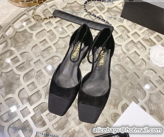 Luxury Chanel Suede Open Shoe/Ballerinas G38256 Black