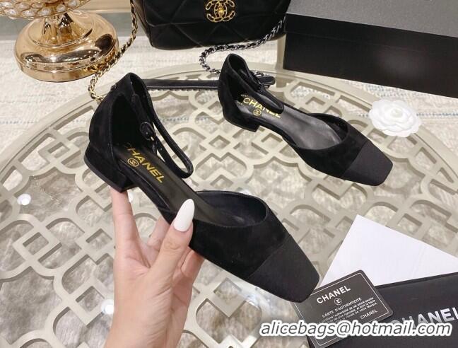 Luxury Chanel Suede Open Shoe/Ballerinas G38256 Black