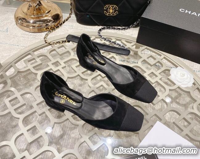 Luxury Chanel Suede Open Shoe/Ballerinas G38256 Black