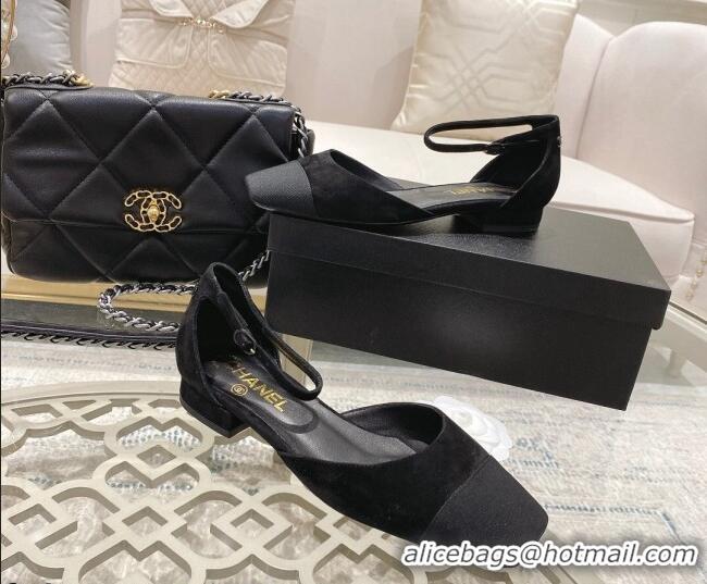 Luxury Chanel Suede Open Shoe/Ballerinas G38256 Black