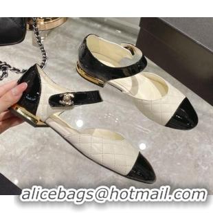 Good Quality Chanel Lambskin CC Buckle Ballerinas G38441 White