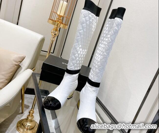 New Style Chanel Mixed Fibers High Boots G38428 White