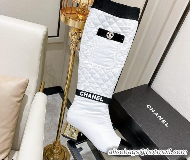 New Style Chanel Mixed Fibers High Boots G38428 White