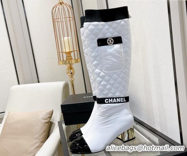 New Style Chanel Mixed Fibers High Boots G38428 White