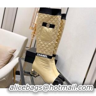 Best Design Chanel Mixed Fibers High Boots G38428 Beige