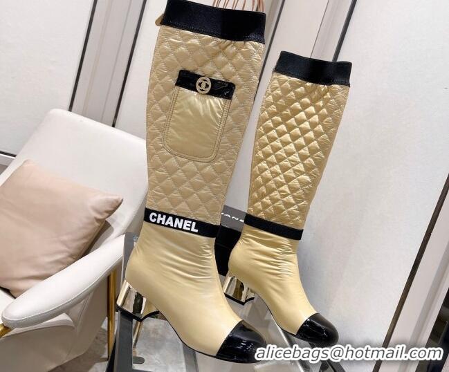 Best Design Chanel Mixed Fibers High Boots G38428 Beige