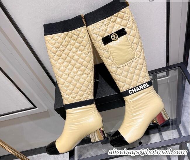 Best Design Chanel Mixed Fibers High Boots G38428 Beige