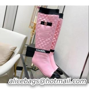 Perfect Chanel Mixed Fibers High Boots G38428 Pink