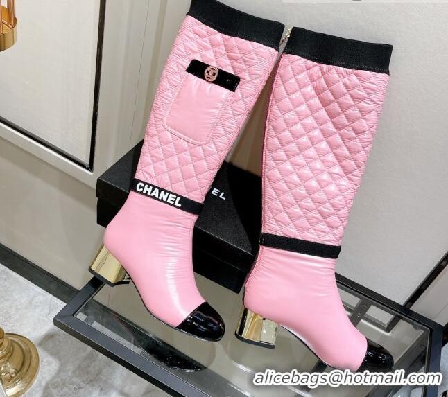 Perfect Chanel Mixed Fibers High Boots G38428 Pink