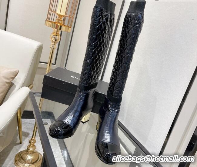 Discount Chanel Mixed Fibers High Boots G38428 Black