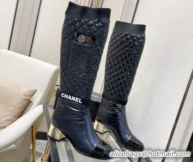 Discount Chanel Mixed Fibers High Boots G38428 Black