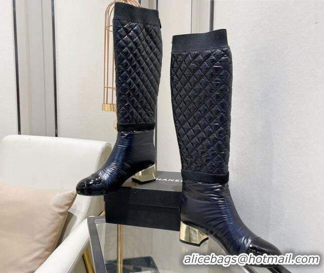 Discount Chanel Mixed Fibers High Boots G38428 Black