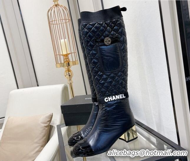 Discount Chanel Mixed Fibers High Boots G38428 Black