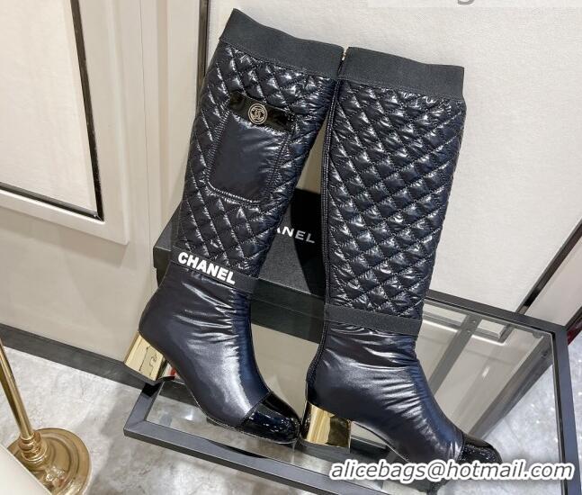 Discount Chanel Mixed Fibers High Boots G38428 Black