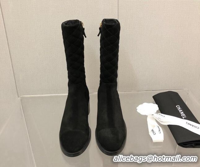 Top Quality Chanel Suede Short Boots 4.5cm 111110 Black