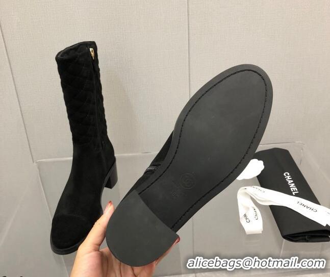 Top Quality Chanel Suede Short Boots 4.5cm 111110 Black