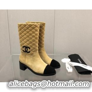 Best Price Chanel Suede Short Boots 4.5cm 111110 Beige