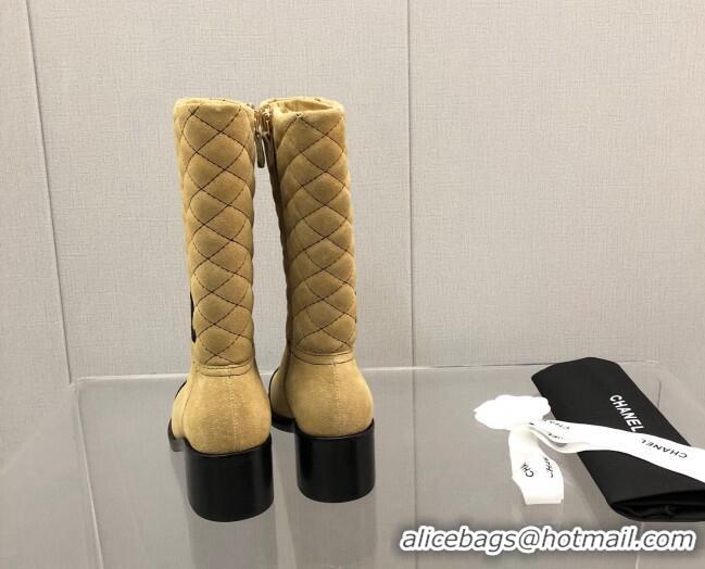 Best Price Chanel Suede Short Boots 4.5cm 111110 Beige