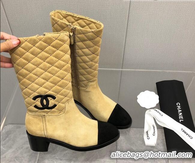 Best Price Chanel Suede Short Boots 4.5cm 111110 Beige