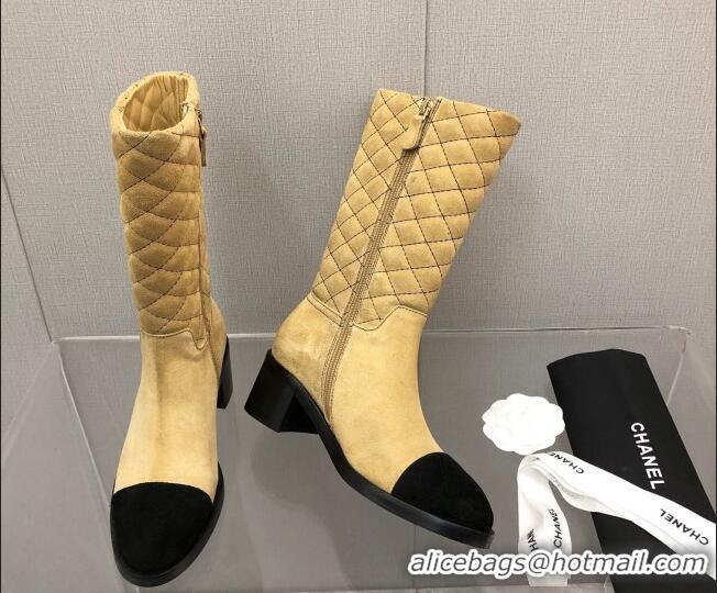 Best Price Chanel Suede Short Boots 4.5cm 111110 Beige