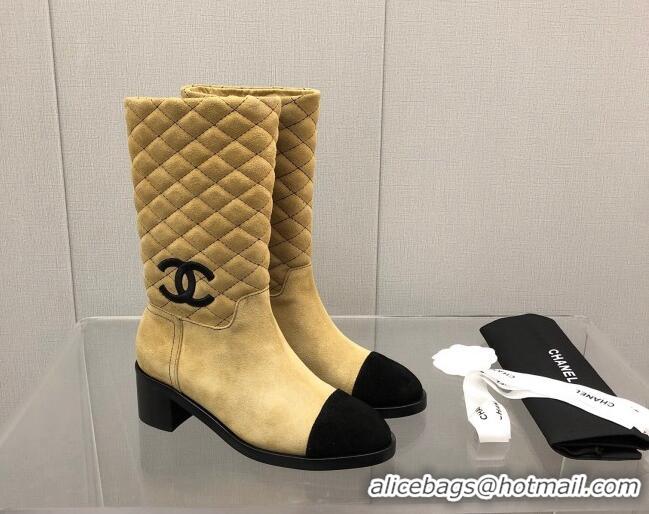 Best Price Chanel Suede Short Boots 4.5cm 111110 Beige